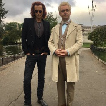David Tennant's Crawley And Michael Sheen's Aziraphale From The Set Of Good Omens