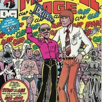 Marvel Age #8 cover by Ron Zalme featuring Jim Shooter and Stan Lee