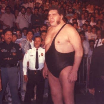 André the Giant on March 7, 1989 at the El Paso Civic Center during a video-taped WWF "Superstars of Wrestling" event