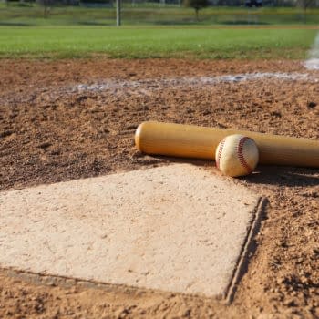 Baseball, Bat, and Home Plate -- David Lee/Shutterstock.com