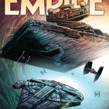 The Falcon Races Away from a Star Destroyer on This Empire Cover for Solo: A Star Wars Story
