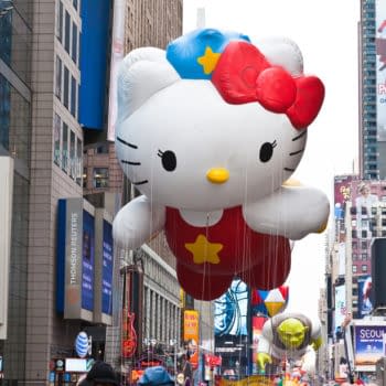 Hello Kitty character balloon at the Macy's Thanksgiving Day Parade 2010