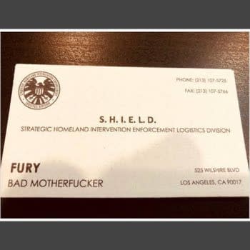 Captain Marvel nick fury business card