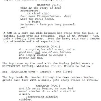 'Four More TV Superheroes, Just What The World Needs' &#8211; First Page of Doom Patrol TV Pilot Script