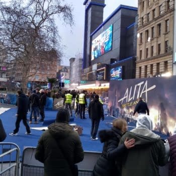 Freezing Cold Turns Red Carpet Blue at Alita Battle Angel World Premiere in London's Leicester Square