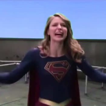 Melissa Benoist as Supergirl as Tommy Wiseau in The Room