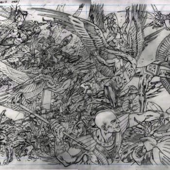 A Hawkman #11 Double-Page Spread by Bryan Hitch