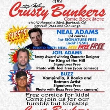 Neal Adams Has A Grand Opening For His Crusty Bunkers Comic Shop in Burbank, Today