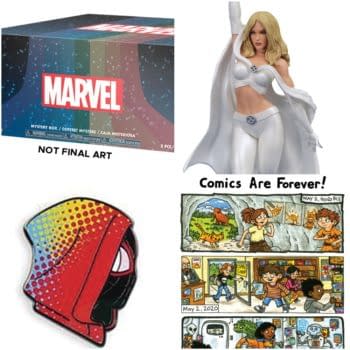 Funko Marvel, Emma Frost PVC, Mondo Spider-Verse Pin and Jeffrey Brown Shirt Merchandise For Free Comic Book Day 2020