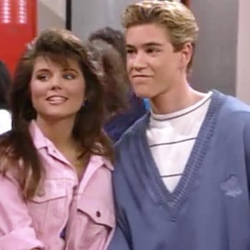 Tiffani Thiessen and Mark-Paul Gosselaar reprise their roles as Kelly Kapowski and Zack Morris in the Saved by the Bell sequel, courtesy of NBC Universal.