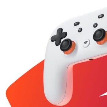 A Google Stadia controller compatible with the service.