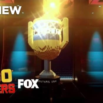 The trophy on display during the season finale episode of LEGO Masters, courtesy of FOX.