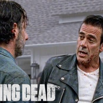 Negan wants some answers from Rick in The Walking Dead, courtesy of AMC.