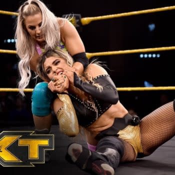 Candice LeRae vs. Taynara Conti on NXT, courtesy of WWE.