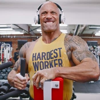 Dwayne Johnson aka WWE wrestling superstar The Rock, in the gym, courtesy of Dwayne Johnson.