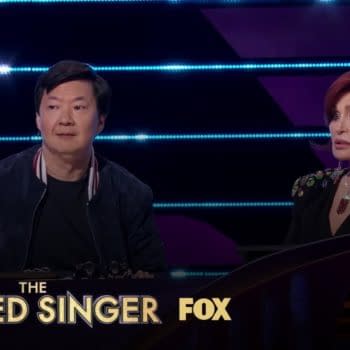 Ken Jeong and Sharon Osbourne on The Masked Singer, courtesy of FOX.