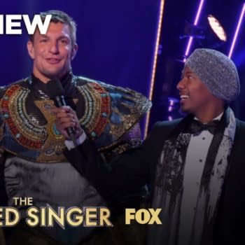 Rob Gronkowski has something to say to Nick Cannon on The Masked Singer, courtesy of FOX.