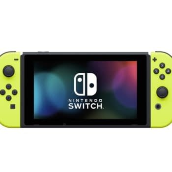 A Nintendo Switch system with Neon Yellow Joy-Cons.