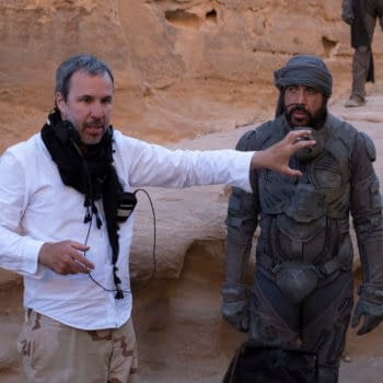 Copyright: © 2020 Warner Bros. Entertainment Inc. All Rights Reserved. Photo Credit: Chiabella James Caption: (L-r) Director DENIS VILLENEUVE and JAVIER BARDEM on the set of Warner Bros. Pictures and Legendary Pictures’ action adventure “DUNE,” a Warner Bros. Pictures release.