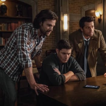 Supernatural -- "The Scar" -- Image Number: SN1403a_0310b.jpg -- Pictured (L-R): Jared Padalecki as Sam, Jensen Ackles as Dean/Michael and Misha Collins as Castiel -- Photo: Jack Rowand/The CW -- ÃÂ© 2018 The CW Network, LLC All Rights Reserved