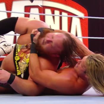 Dolph Ziggler chokes out Otis at WrestleMania 36.