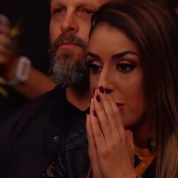 AEW Star Britt Baker appears in the audience of NXT Takeover. [Screencap from Broadcast]
