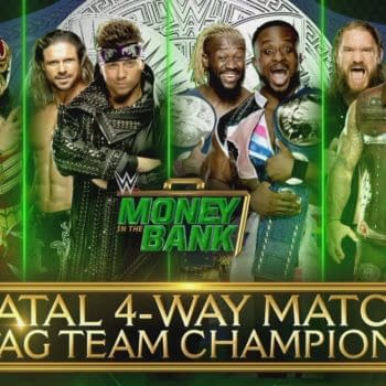 The New Day, Lucha House Party, Miz and Morrison, and the Forgotten Sons competed at Money in the Bank, courtesy of WWE.