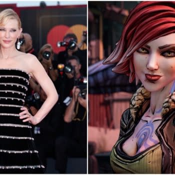 L: Cate Blanchett attends the premiere of the movie "Joker" during the 76th Venice Film Festival on August 31, 2019 in Venice, Italy. Editorial credit: Andrea Raffin / Shutterstock.com R: Screencap of Lilith from Borderlands 3. Credit//2K Games