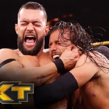 Finn Balor versus Adam Cole on NXT, courtesy of WWE.