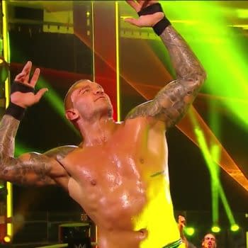 Randy Orton poses after winning The Greatest Wrestling Match Ever at WWE Backlash