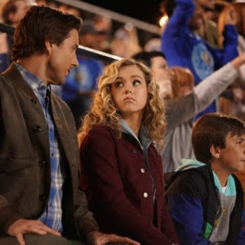 Stargirl -- "Shiv Part One" -- Image Number: STG107a_0147r.jpg -- Pictured (L-R): Luke Wilson as Pat Dugan, Brec Bassinger as Courtney Whitmore and Trae Romano as Mike Dugan -- Photo: Quantrell Colbert/The CW -- © 2020 The CW Network, LLC. All Rights Reserved.