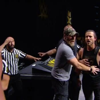 A scene from the main event of WWE NXT 8/5/2020.