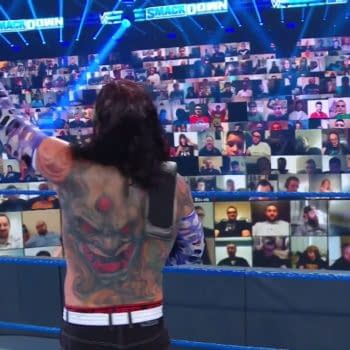 Jeff Hardy stands victorious in the Thunderdome, just like WWE Smackdown stands victorious in the ratings. (Image: WWE)