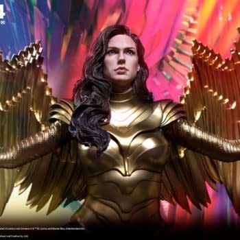 Wonder Woman Wears the Golden Eagle Armor in Queen Studios Statue