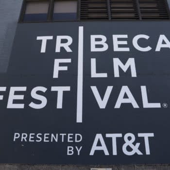 TRIBECA FILM FESTIVAL SIGN on Spring Studios Building in Tribeca Manhattan. Editorial credit: Chie Inoue / Shutterstock.com
