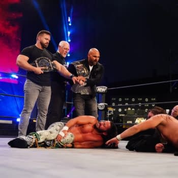 FTR stands above The Young Bucks on an episode of AEW Dynamite (Photo: AEW)