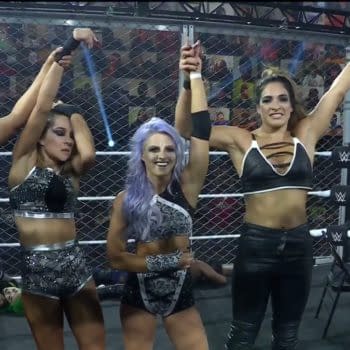 Candice LeRae's team stands tall at the end of the women's match at NXT Takeover WarGames