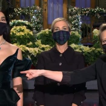 Saturday Night Live released new promos with Kristen Wiig, Kate McKinnon, and Dua Lipa. (Image: NBC screencap)