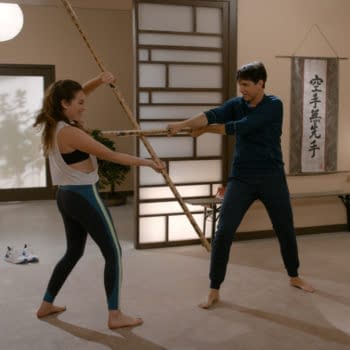 COBRA KAI (L to R) MARY MOUSER as SAMANTHA LARUSSO and RALPH MACCHIO as DANIEL LARUSSO of COBRA KAI Cr. COURTESY OF NETFLIX © 2020
