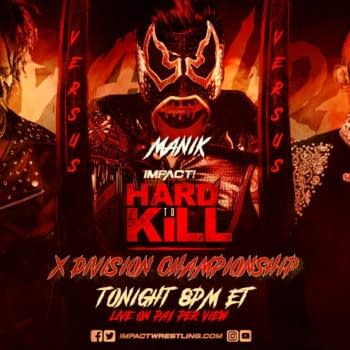 Match graphic for Chris Bey vs. Rohit Raju vs. Manik at Impact Hard to Kill