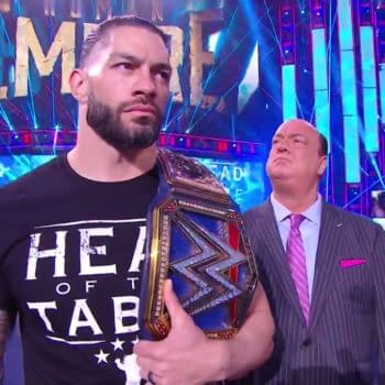 Roman Reigns and Paul Heyman head to the ring on WWE Smackdown.