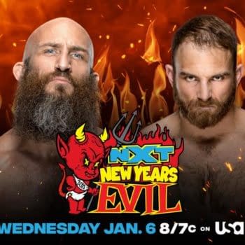 Match graphic for Timothy Thatcher vs. Tommaso Ciampa at NXT New Years Evil
