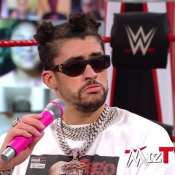 Bad Bunny appears as a guest on Miz TV on WWE Raw
