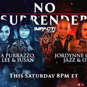 Match graphic for Deonna Purrazzo, Kimber Lee, and Susan vs. Jordynne Gracy, Jazz, and ODB at Impact Wrestling No Surrender