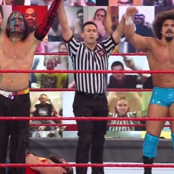 Carlito returned to WWE to team up with Jeff Hardy against Elias and Jaxson Ryker on Monday Night Raw