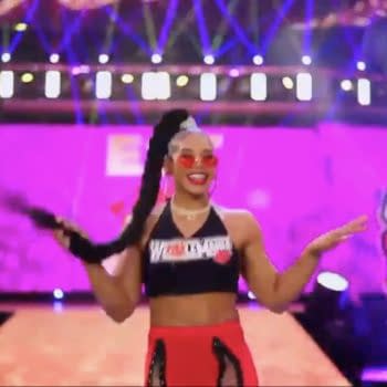 Bianca Belair makes her way to the ring on WWE Smackdown before choosing Sasha Banks as her opponent at WrestleMania.