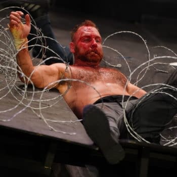 Jon Moxley in happier times, before AEW ruined the entire PPV with a botched explosion. Credit: AEW