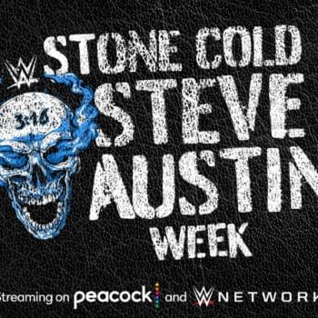 Graphic promoting Stone Cold Steve Auston week on the WWE Network and Peacock.