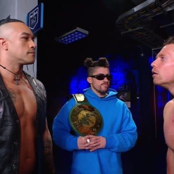 Bad Bunny appears on WWE Raw with Damian Priest and The Miz.