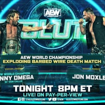 Match graphic for Kenny Omega vs. Jon Moxley at AEW Revolution
